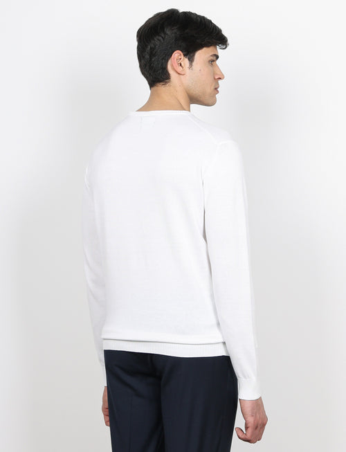 Maglia girocollo in cotone a maniche lunghe |Colore:Bianco