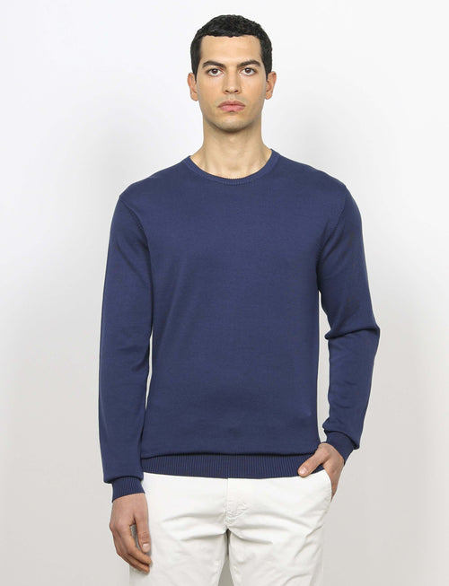 Maglia girocollo in cotone a maniche lunghe luigi fusaro