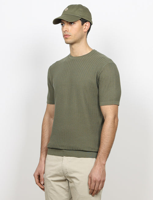 T shirt in cotone lavorazione spigata