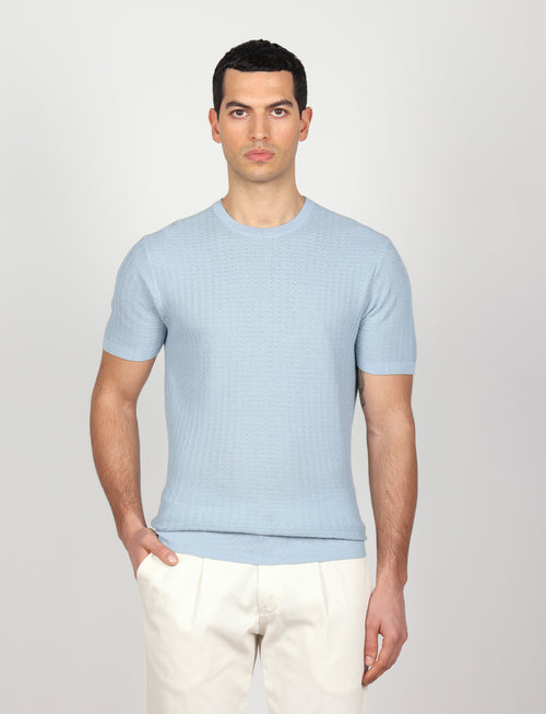 T shirt in cotone lavorazione spigata
