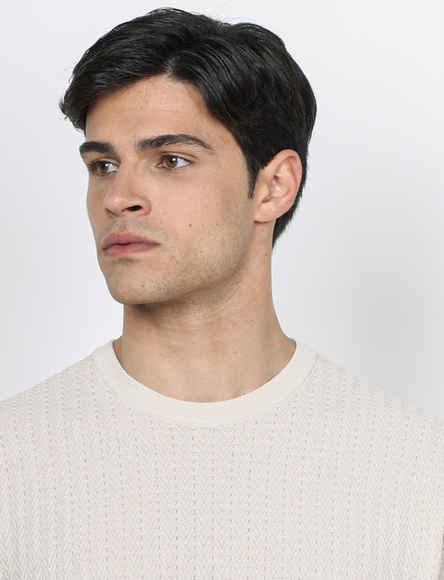 T shirt in cotone lavorazione spigata