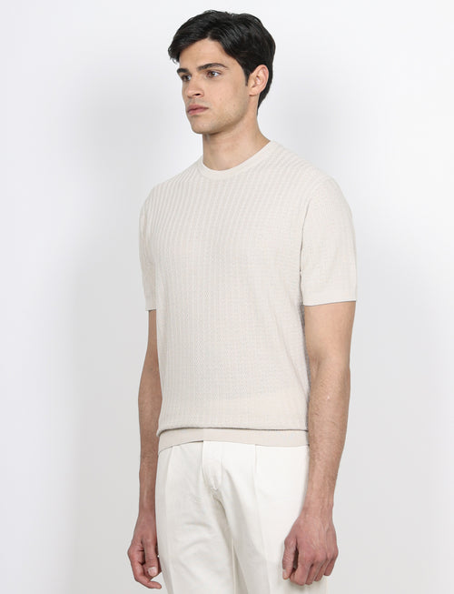 T shirt in cotone lavorazione spigata