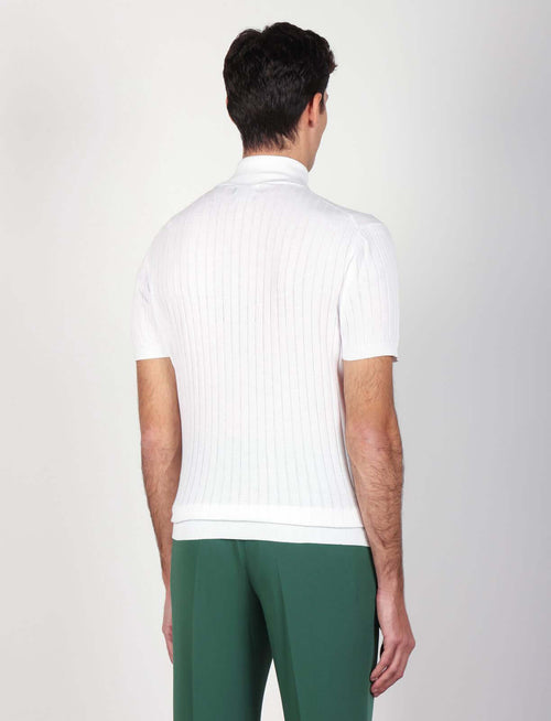 Maglia mezza zip in cotone a coste luigi fusaro