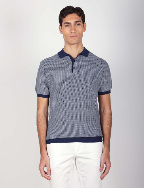 Polo in cotone jacquard bicolore luigi fusaro