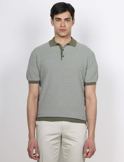 Polo in cotone jacquard bicolore luigi fusaro