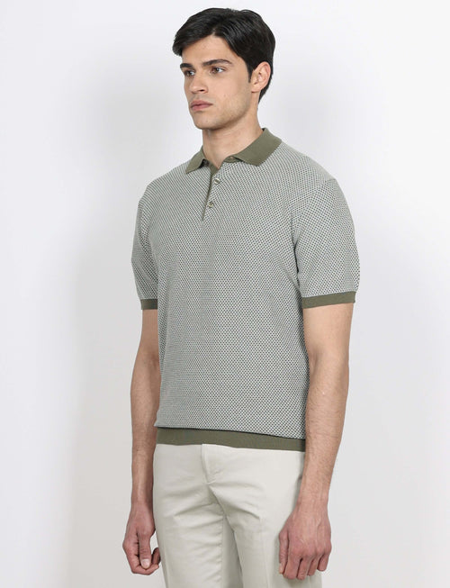 Polo in cotone jacquard bicolore luigi fusaro