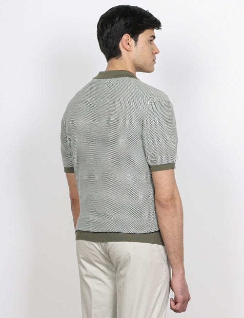 Polo in cotone jacquard bicolore luigi fusaro
