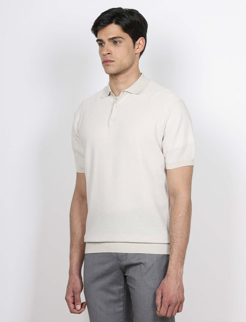 Polo in cotone jacquard bicolore luigi fusaro