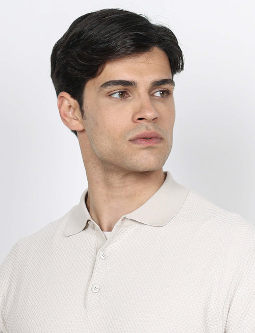 Polo in cotone jacquard bicolore luigi fusaro