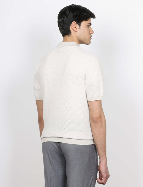 Polo in cotone jacquard bicolore luigi fusaro
