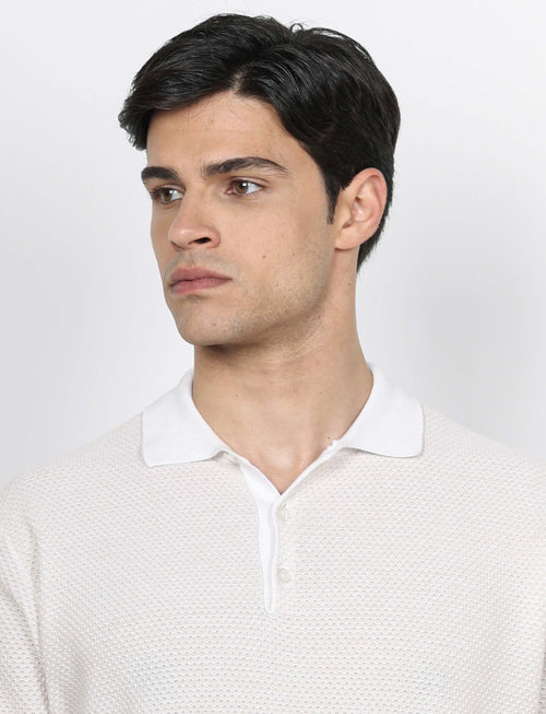 Polo in cotone jacquard bicolore luigi fusaro