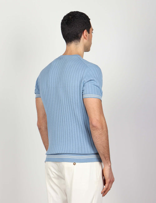T shirt in cotone leggero a coste bicolore_Luigi Fusaro