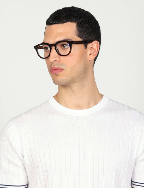 T shirt in cotone leggero a coste bicolore_Luigi Fusaro