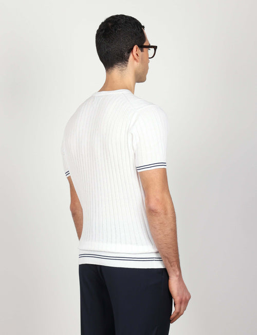 T shirt in cotone leggero a coste bicolore_Luigi Fusaro