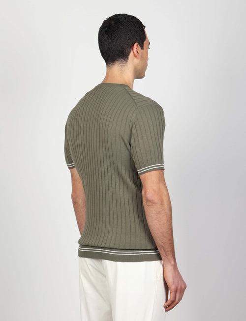 T shirt in cotone leggero a coste bicolore_Luigi Fusaro