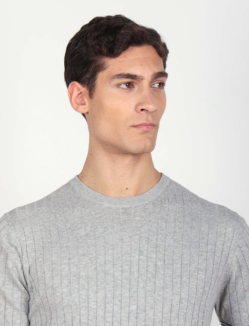 T shirt in cotone leggero a coste bicolore_Luigi Fusaro