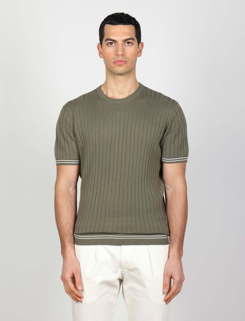 T shirt in cotone leggero a coste bicolore_Luigi Fusaro