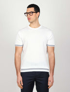 T shirt in cotone leggero a coste bicolore_Luigi Fusaro