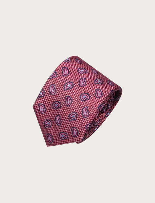 Cravatta in seta con motivo cachemire |Colore:Corallo