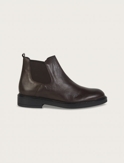 Stivaletto Chelsea in pelle con fondo in gomma |Colore:Testa di moro