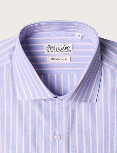 Camicia in cotone a righe verticali luigi fusaro