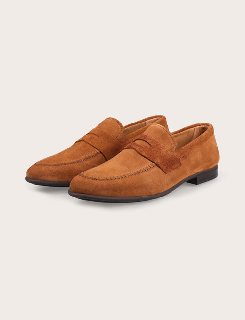 Mocassini in camoscio con bendina |Colore:Tabacco
