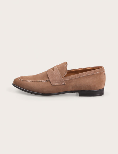 Mocassini in camoscio con bendina |Colore:Tortora