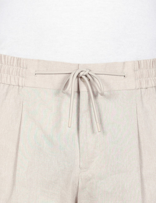 Bermuda in cotone mélange con coulisse |Colore:Beige