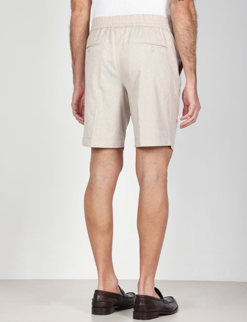 Bermuda in cotone mélange con coulisse |Colore:Beige