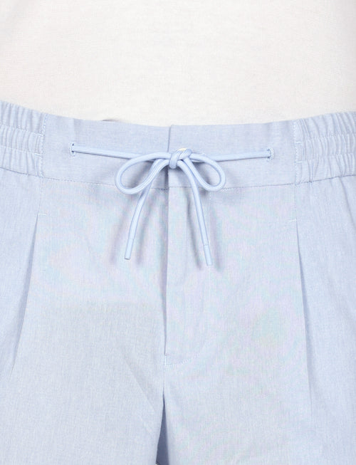 Bermuda in cotone mélange con coulisse |Colore:Celeste