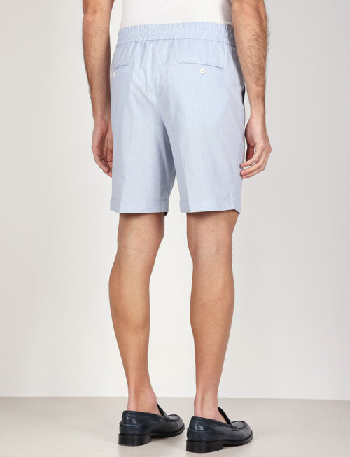 Bermuda in cotone mélange con coulisse |Colore:Celeste