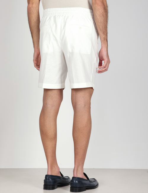 Bermuda in cotone mélange con coulisse |Colore:Bianco