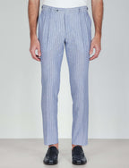 Pantaloni in lino a righe luigi fusaro