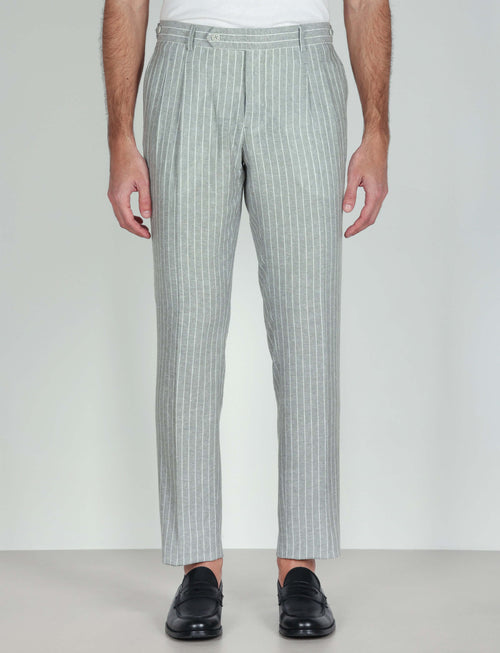 Pantaloni in lino a righe luigi fusaro