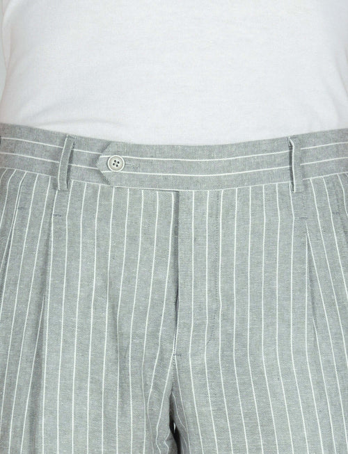 Pantaloni in lino a righe luigi fusaro