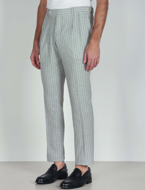 Pantaloni in lino a righe luigi fusaro