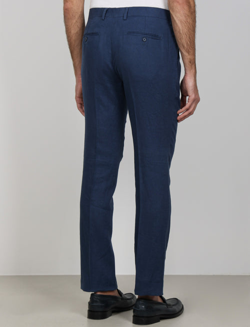 Pantaloni in 100% lino tinta unita luigi fusaro