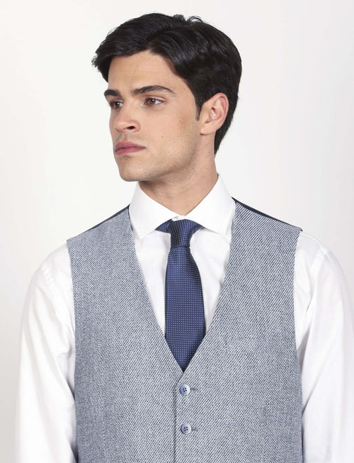 Gilet in lino mélange trama diagonale luigi fusaro