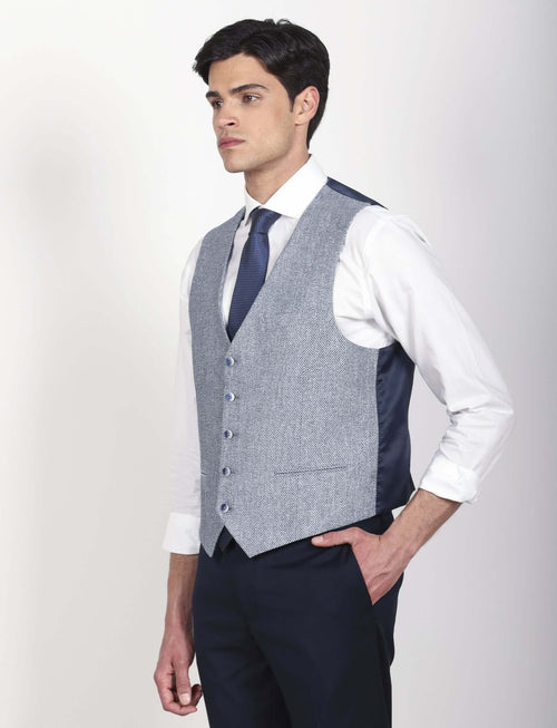 Gilet in lino mélange trama diagonale luigi fusaro