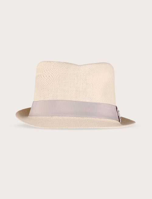 Cappello fedora in paglia con nastro a contrasto