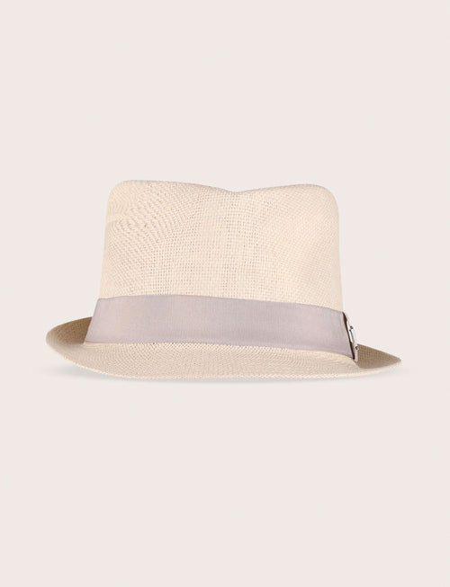 Cappello fedora in paglia con nastro a contrasto_Luigi Fusaro
