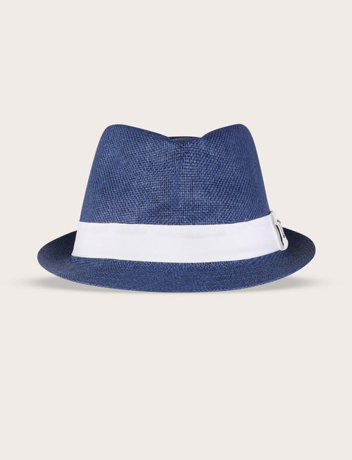 Cappello fedora in paglia con nastro a contrasto