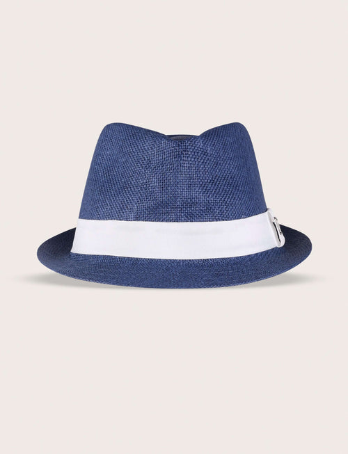 Cappello fedora in paglia con nastro a contrasto_Luigi Fusaro