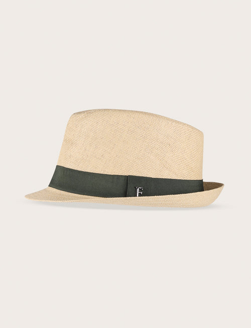 Cappello fedora in paglia con nastro a contrasto