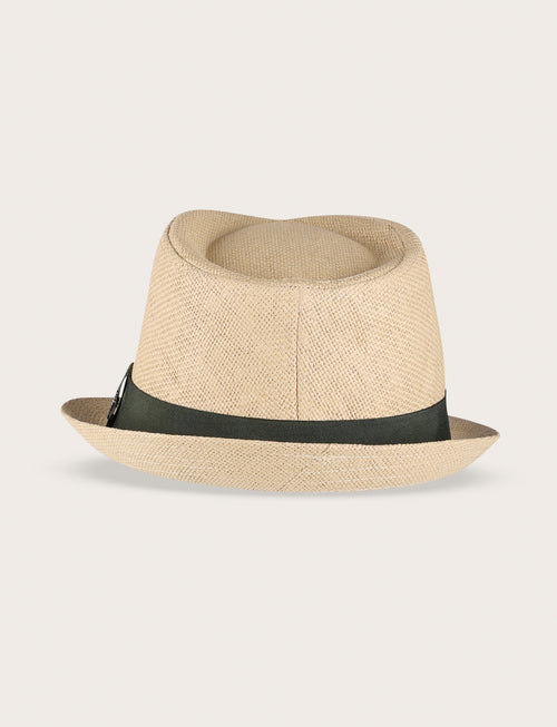 Cappello fedora in paglia con nastro a contrasto