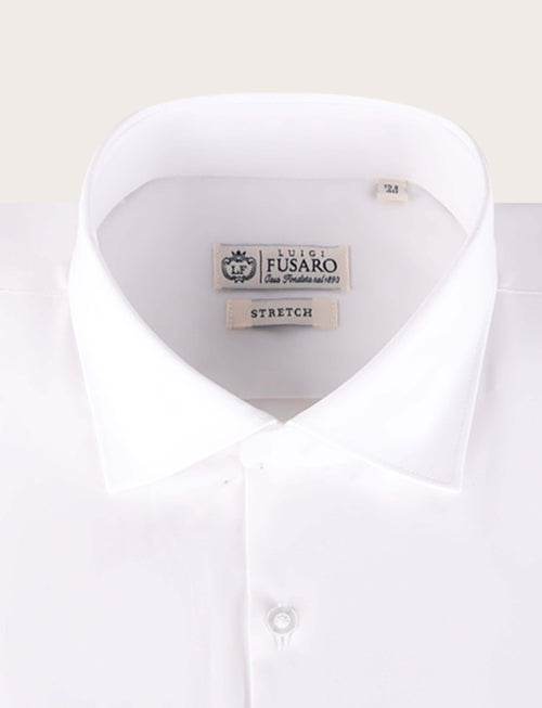Camicia in cotone stretch tinta unita_Luigi Fusaro