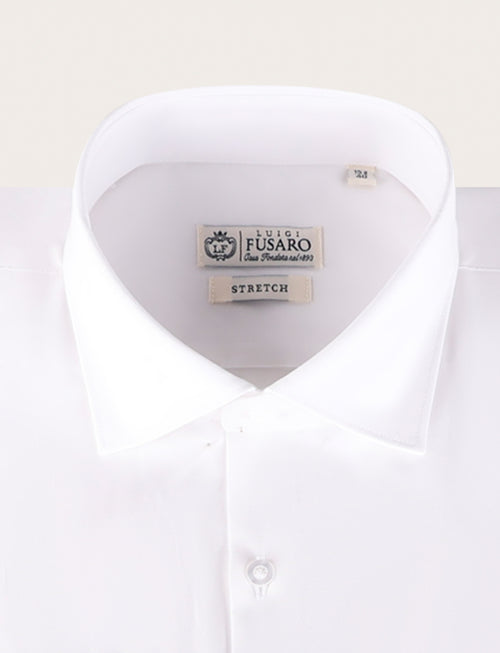 Camicia in cotone stretch tinta unita |Colore:Bianco