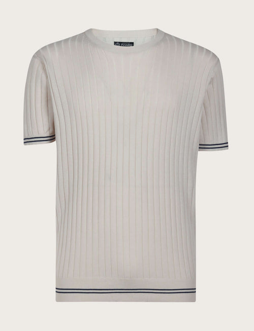 T shirt in cotone leggero a coste bicolore_Luigi Fusaro