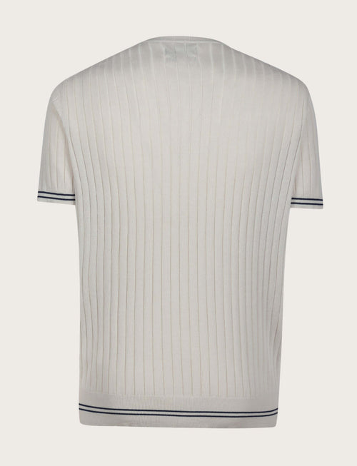 T shirt in cotone leggero a coste bicolore_Luigi Fusaro