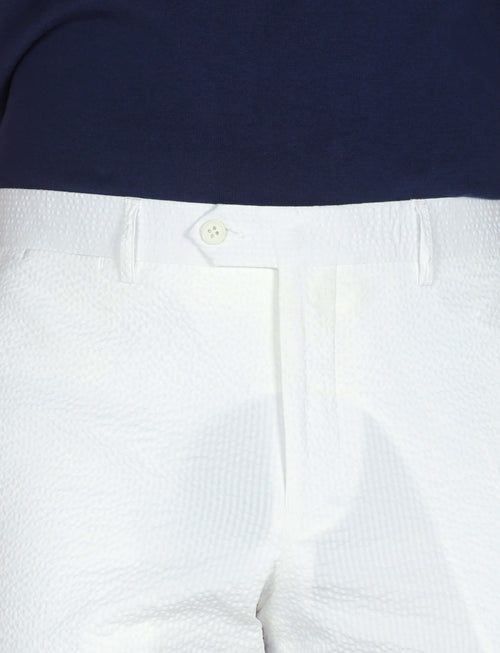 Pantaloni in cotone goffrato tinta unita luigi fusaro